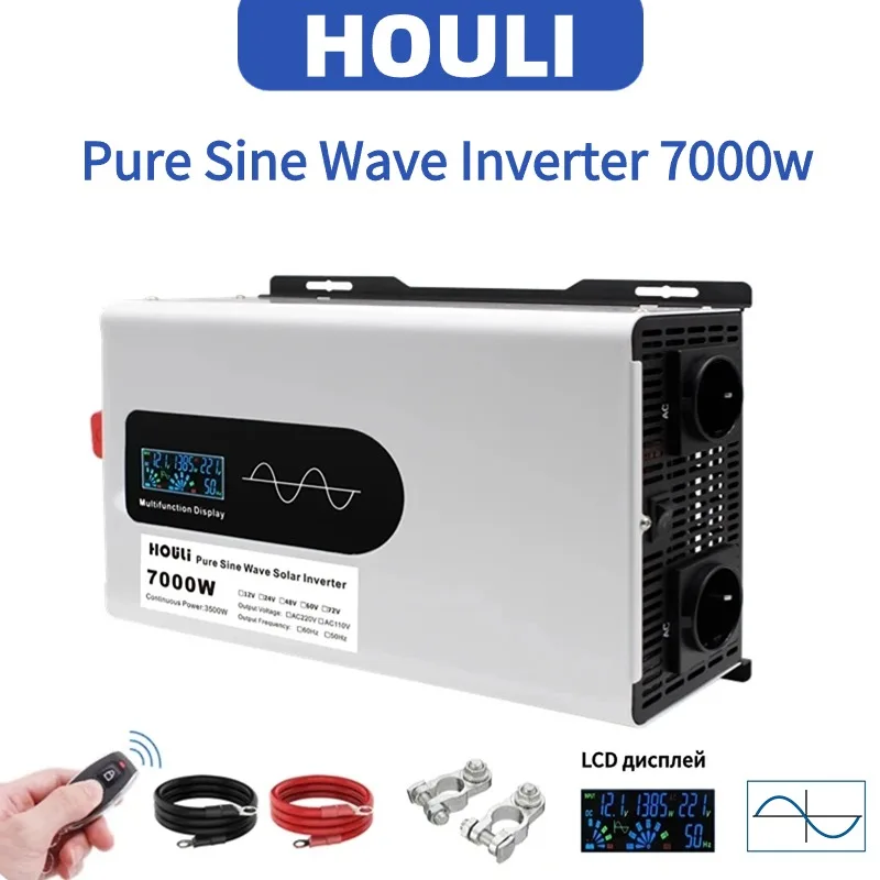 Houli Inverter Auto Inverter Sinusoidale Puro 12V 24V 48V Inversor 220V 110V Onda Pura 5000W 6000W 7000W Inverter Per Auto