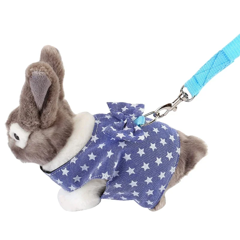 Rabbit Harness And Leash Set Rabbit Harness Set Small Animal Outdoor Walking Harness Leash Set Cute Clothes Puppy Kitten Pigs Bunny Chinchillas Necklace Rabbit Vest
