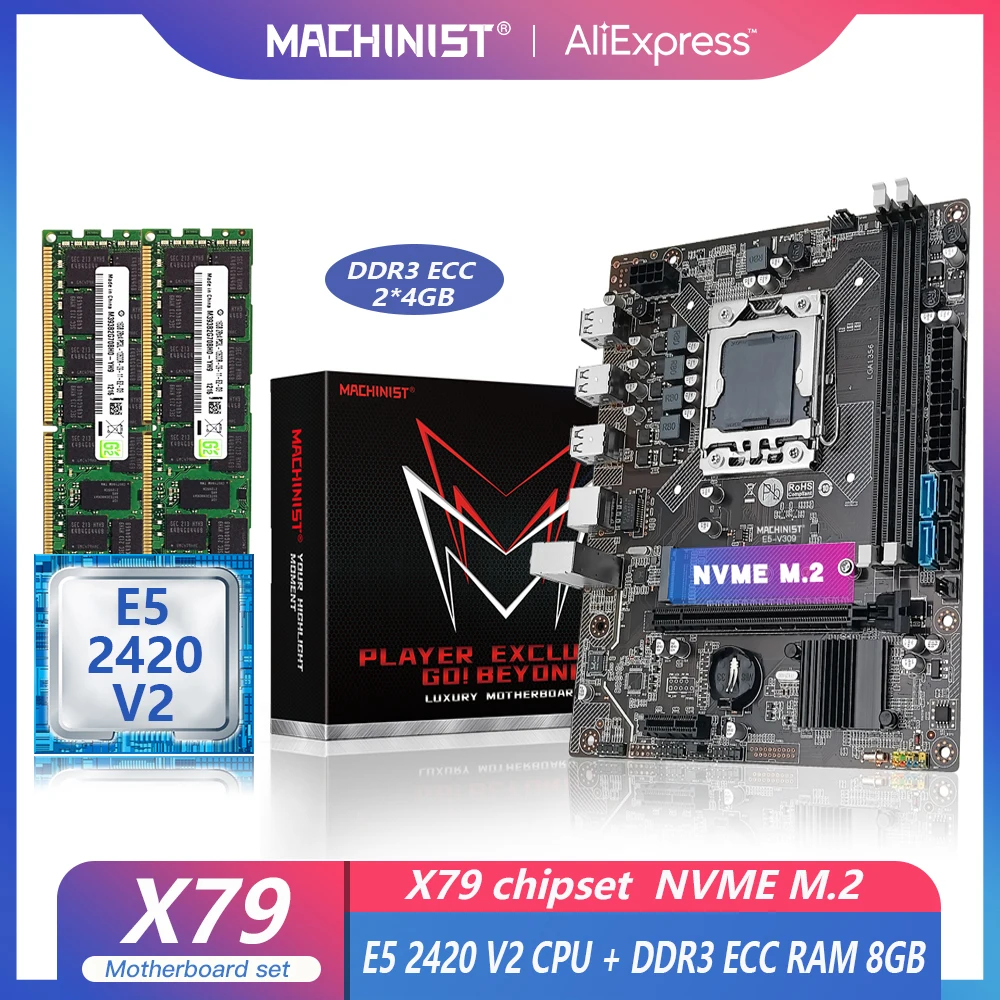 Machinist X79 Kit Motherboard Lga 1356 With Xeon E5 2420 V2 Cpu 