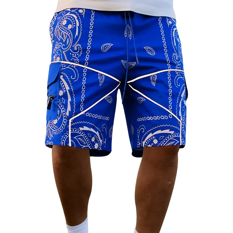 

2023 Men's Fashion Cashew Fruit Summer Blossom Shorts Loose High Street Multi Pocket Casual Straight Tube Work Shorts Clothing