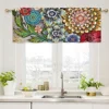 Sunpretty Boho Flower Curtains and Valances for Windows 3 Pack, Small Window Curtains for Living Room Bathroom,Basement Curtains 4