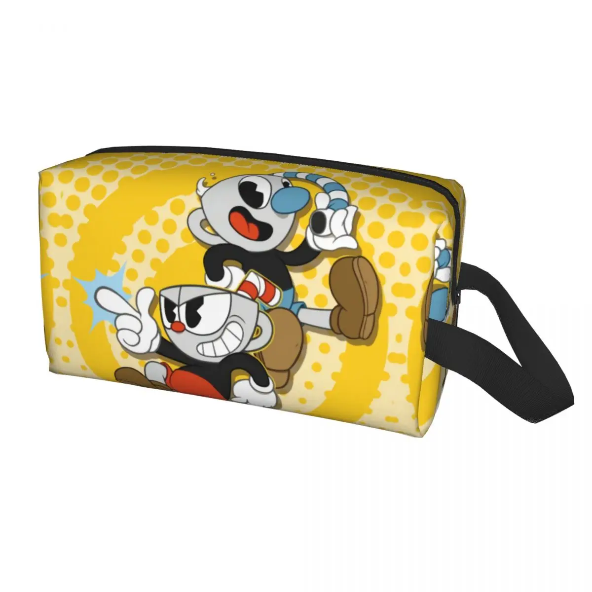 

Cuphead Mugman Makeup Bag Women Travel Cosmetic Organizer Kawaii Cartoon Game Storage Toiletry Bags