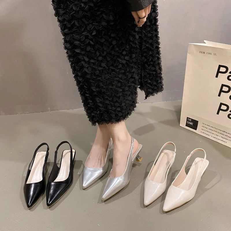Women Slingback High Heel Luxury Sandals New Woman Fashion Designer Pointed Toe Sexy Pumps for Female Footwear Zapatos Mujer 6