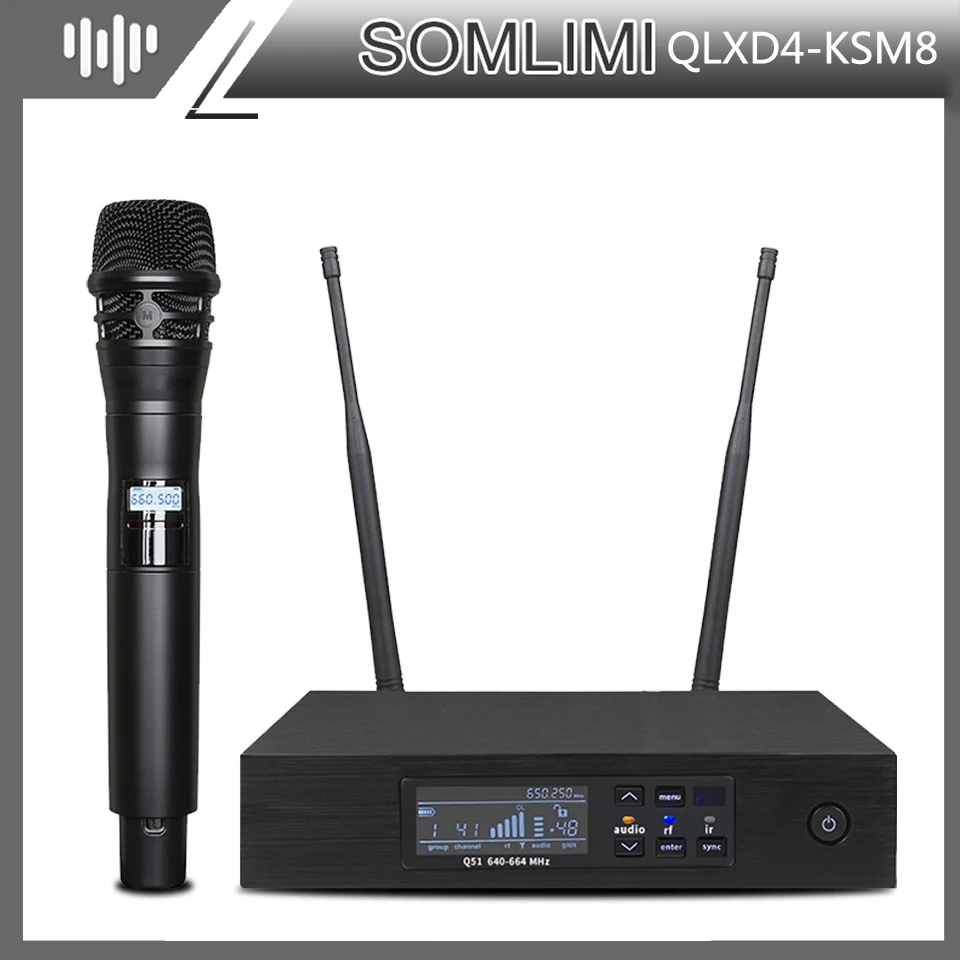 

SOM QLXD4 KSM8 High Quality UHF Profeesional Wireless Microphone System Stage Performances Dynamic UHF True Diversity