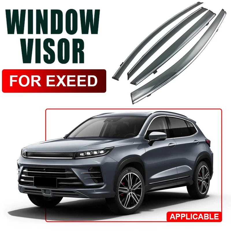 4pcs PC Car Window Visor Waterproof Protect Sunny Rainy Shelter Auto External Accessories for Chery EXEED TXL VX LX RX