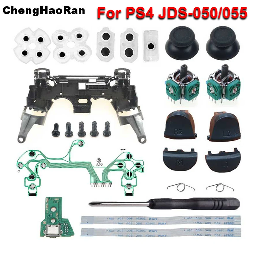 

3D Joysticks Thumb Sticks Cap For PS4 Pro Slim Controller L1 R1 L2 R2 Trigger Button Conductive Rubber Charging Board Flex Cable