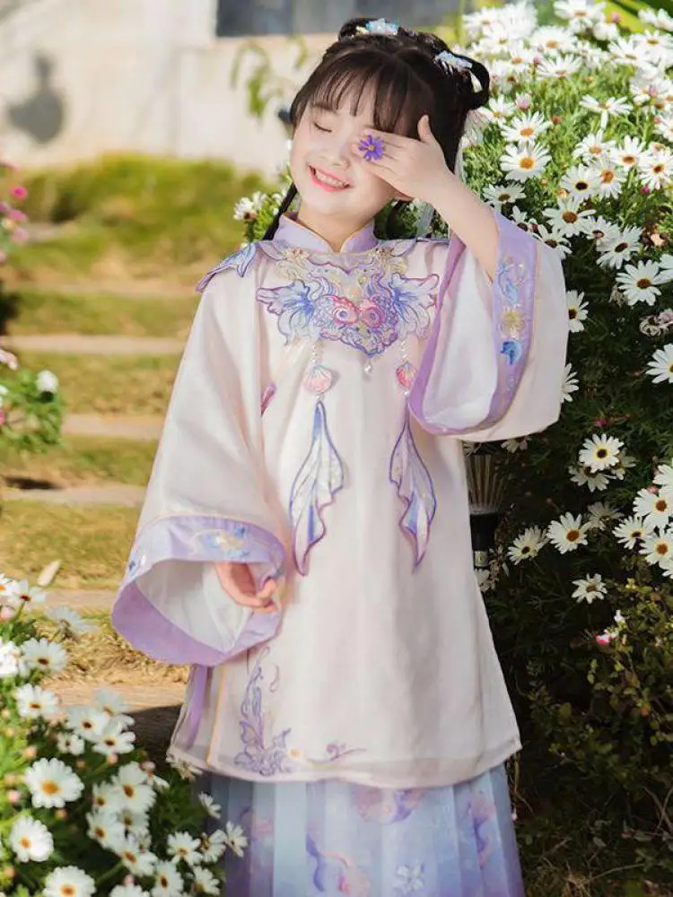 

New 2023 Hanfu Children's Authentic Han Element Spring And Autumn Chinese National Style New Shoulder Super Immortal Set