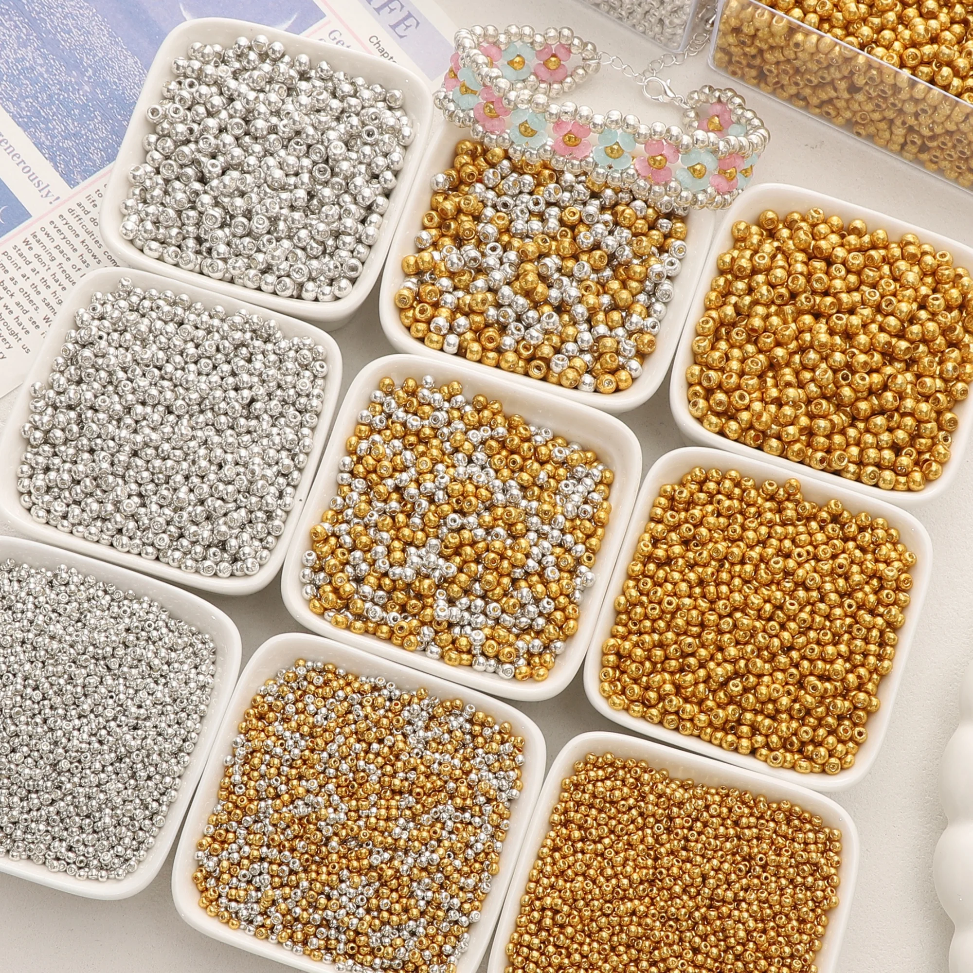Gold/Silver Glass Seed Beads