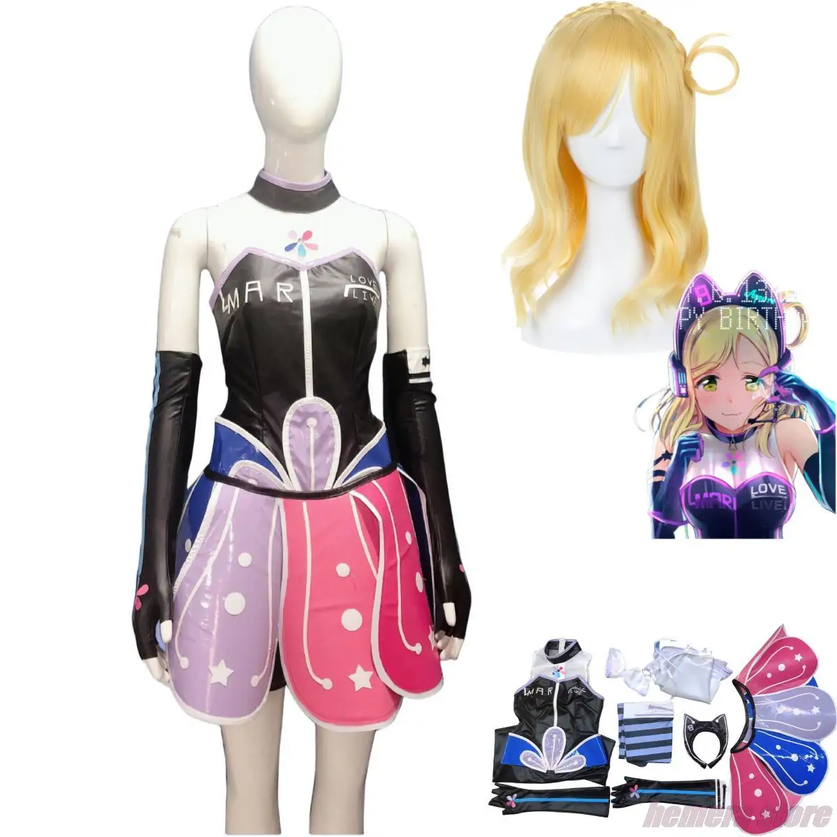 

Anime LoveLive!Sunshine!! Aqours Ohara Mari Cosplay Costume Mary O'Hara Guilty Kiss Wig Dress Woman Sexy Halloween Party Suit