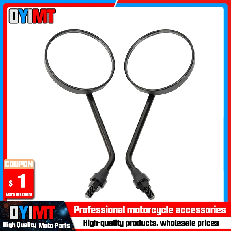 

10mm Universal Motorcycle Rearview Mirror Handle Bar End Side 3.94" Round Mirrors Aluminum for Cross Bones Dyna Electra Glide