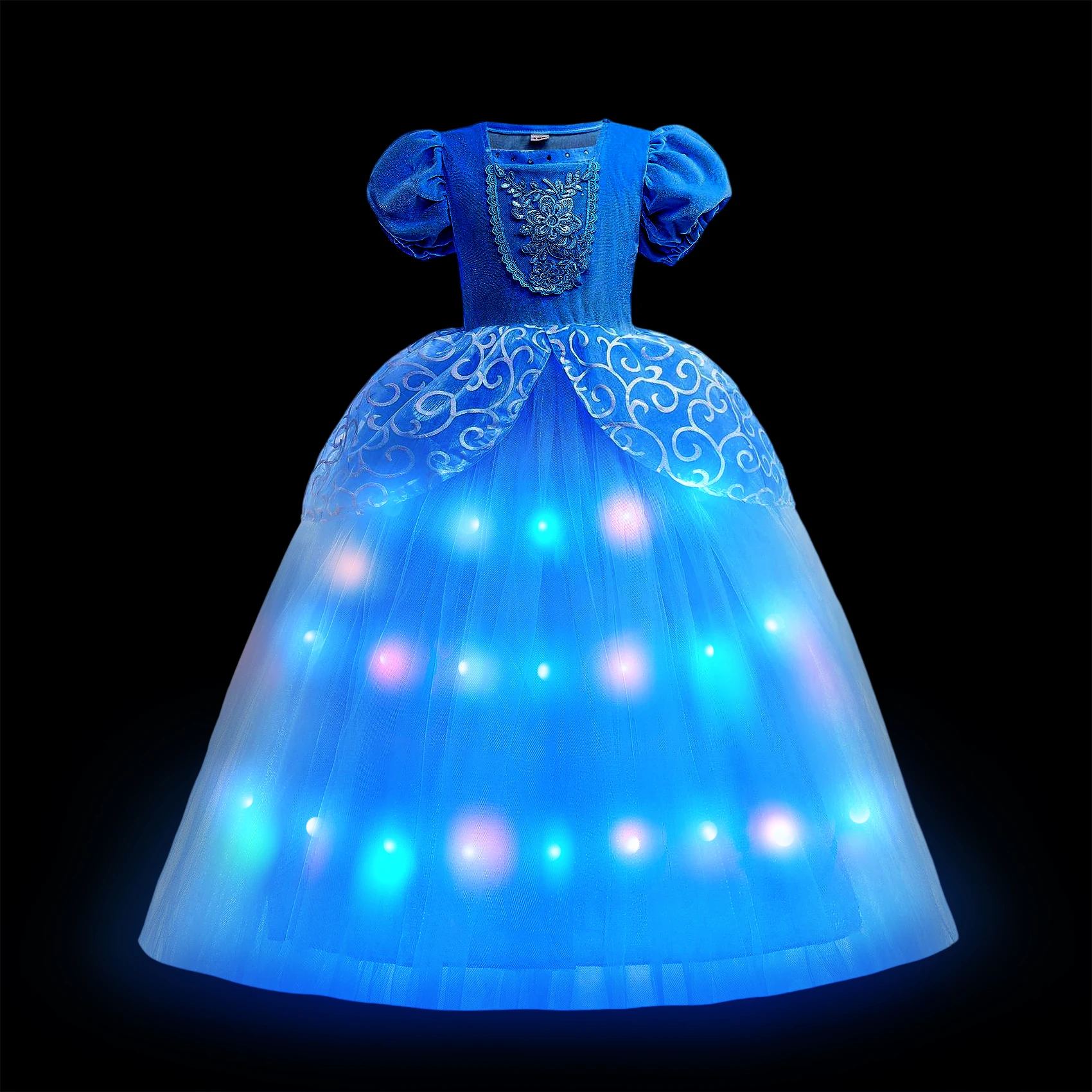 thumbnail image 1 of Disfraz de princesa de Disney para niña, traje de Cenicienta con luz LED, de lujo, para fiesta de carnaval, 2024, 1 of 5