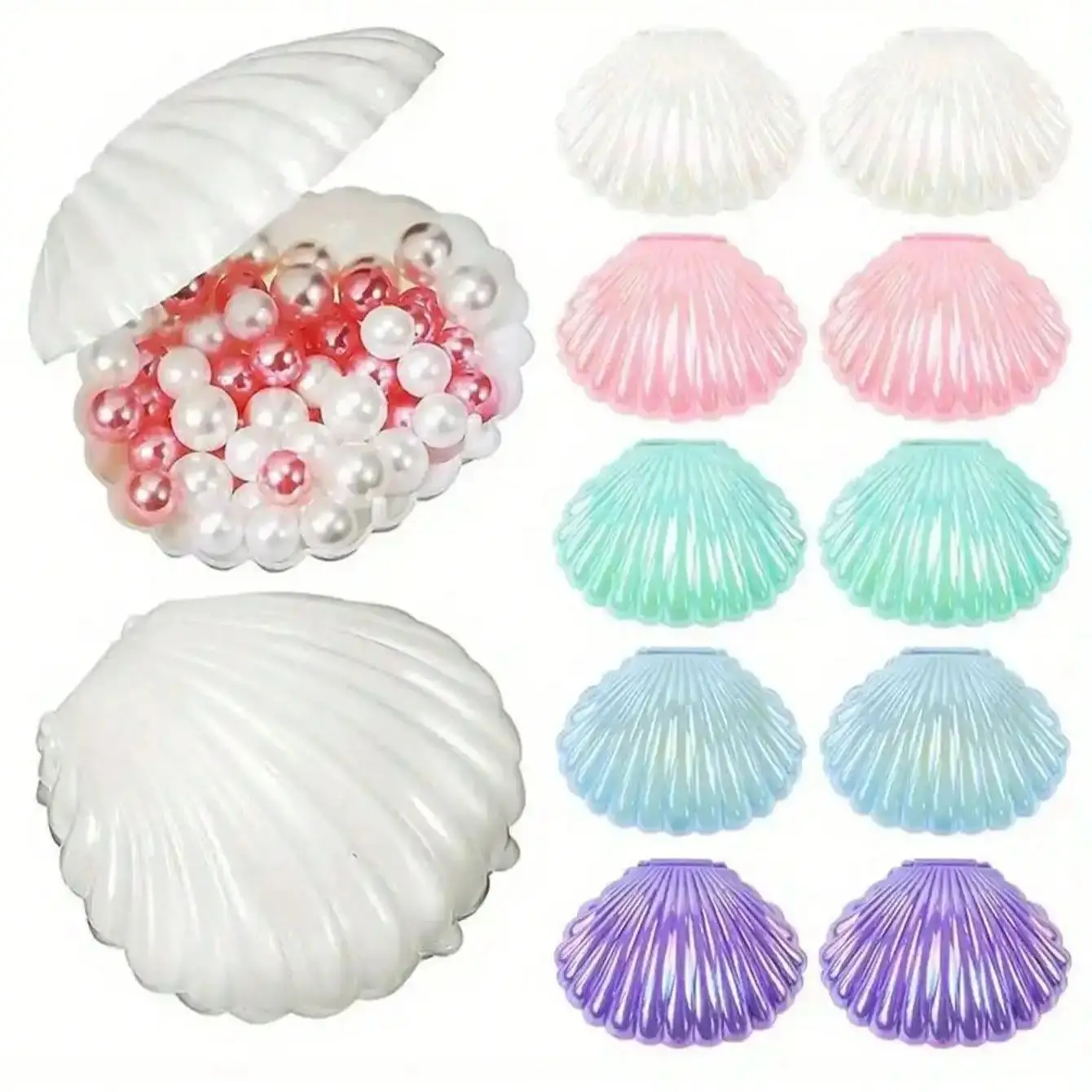 4/8PCS Colorful Shell Gift Boxes Mini Jewelry Storage For Wedding Birthday Party Favors Mermaid Theme Decor