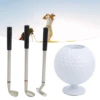 Mini Desktop Golf Ball Pen Holder with 3 Golf Cue Pens Plastic Golfer Souvenir Set Gift 2