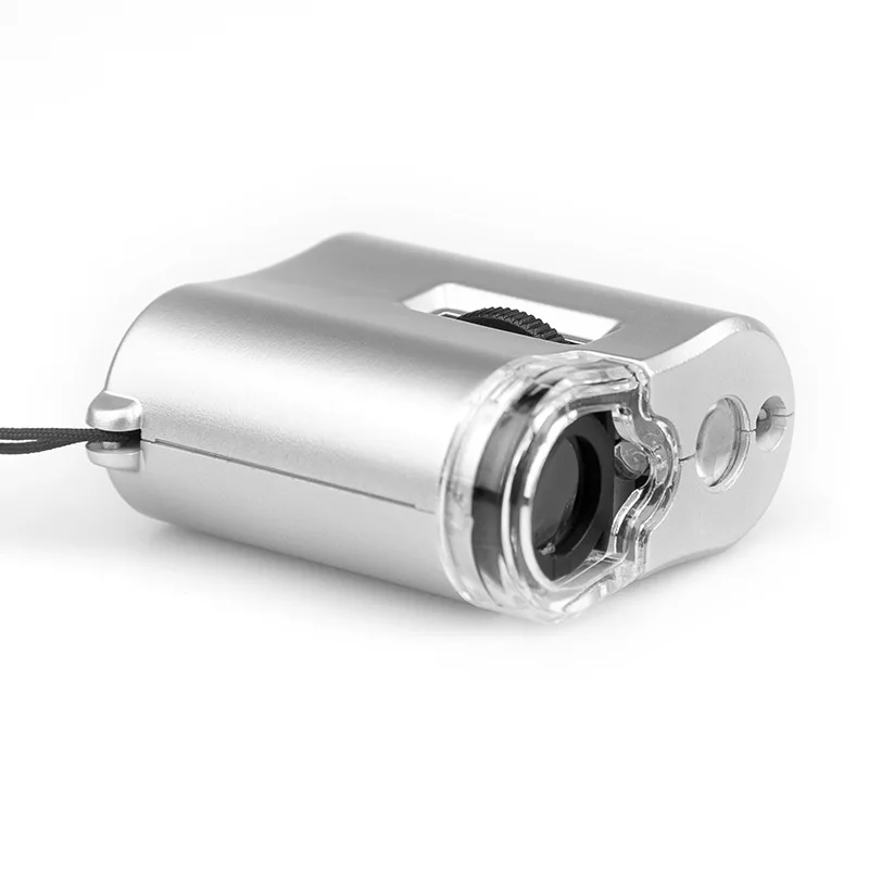Portable Mini Pocket 60X Microscope Jeweler Loupe Lens Illuminated Jewelry Insect Magnifier Glass 3 LED With UV Light Microscope 5
