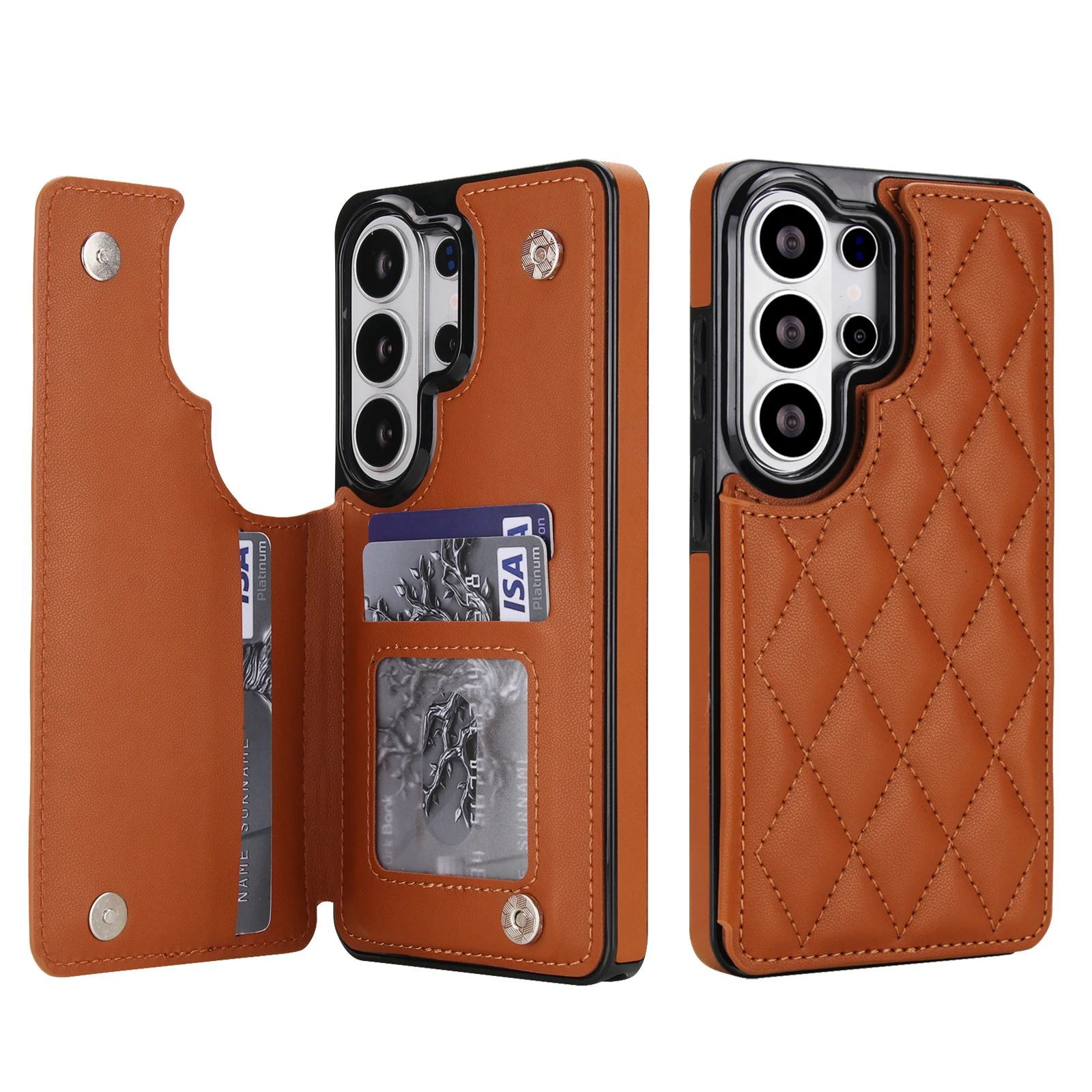 Quilted Leather Wallet Case with Card Holder