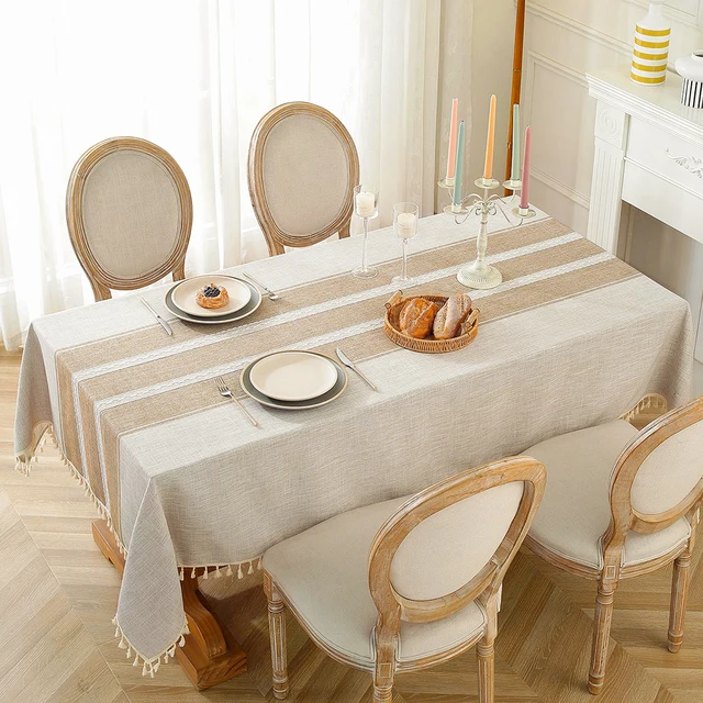 Battilo Linen Cotton Tablecloth Round Rectangular Table Cloth Waterproof Table Cover for Dining Coffee Table Kitchen Decoration 4
