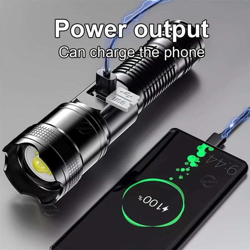 Description Picture 4 of itemRechargeable LED Flashlights Telescopic Zoom Tactical Torch With Built-in Battery Outdoor Camping Fishing Lantern
