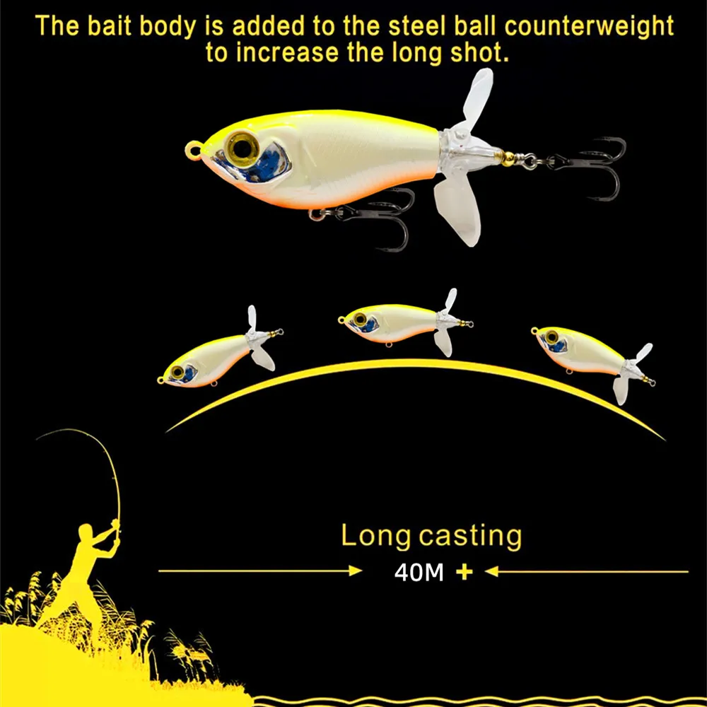 GREENSPIDER 75mm 8.8g 90mm 16g Popper Fishing Lure Topwater Floating Double  Propeller Soft Rotating Tail Hard Bait Bass Swimbait - AliExpress