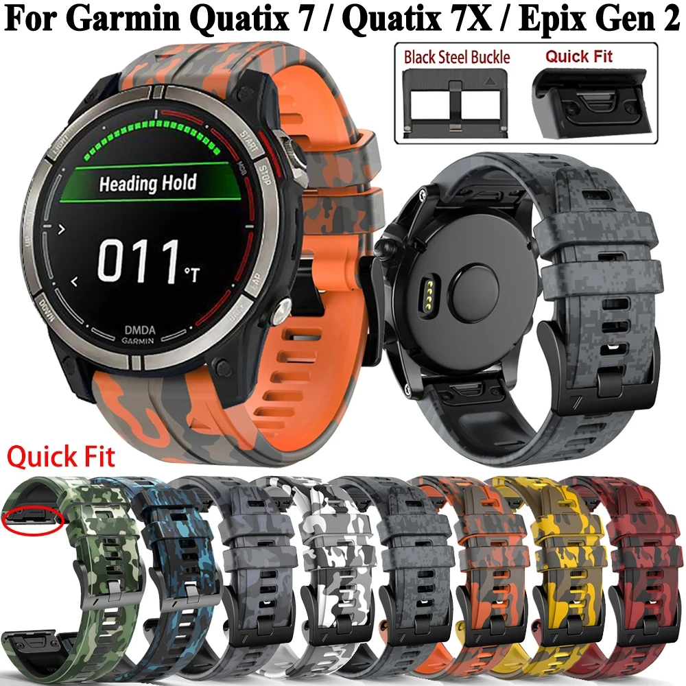 22 26Mm Smart Watch Band Per Garmin Quatix 7 7X 6 5 3 Solar Edition Epix 2 Silicone Quick Fit Fenix 7X Cinturino Da Polso