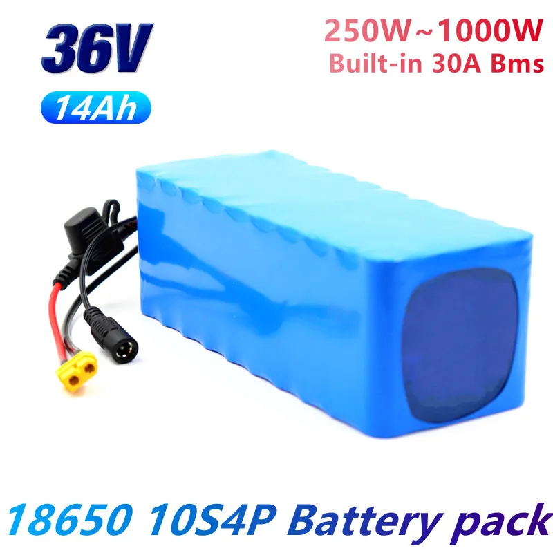 

36V 10S4P 14Ah 18650 high-capacity power 42V 750W 1000W lithium battery pack for ebike electric car bicycle scooter belt 30A BMS