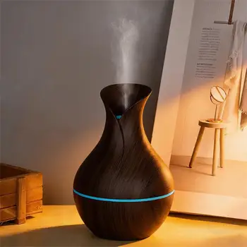 1Pcs Mushroom/Vase Style 200ML Wood Grain LED Light Air Humidifier Aromatherapy Essential Oil Diffuser Colorful Atmosphere Lamp 1