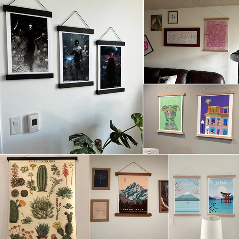 Picture Magnetic Hanger Frame Teak Wooden Poster Frames Hanging for Canvas Print Artwork Photo Maps Scrolls Wall Art Home Decor photo frame wood canvas frame wood photo frame wood frame wood picture frame art frames