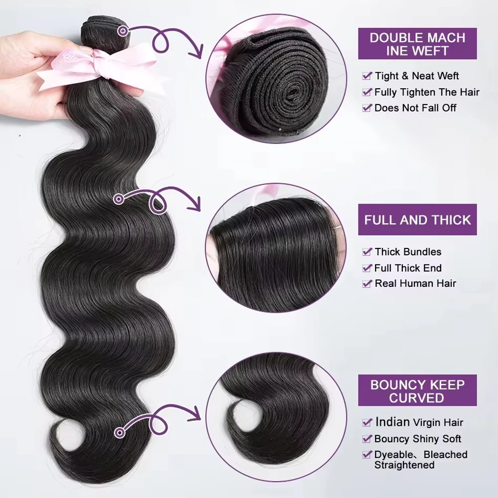 28 30 Inch Raw Brazilian Human Hair Bundles Body Wave Loose 3 4 Bundle Virgin Remy Hair Extension For Women Sew In Quick Weave 4