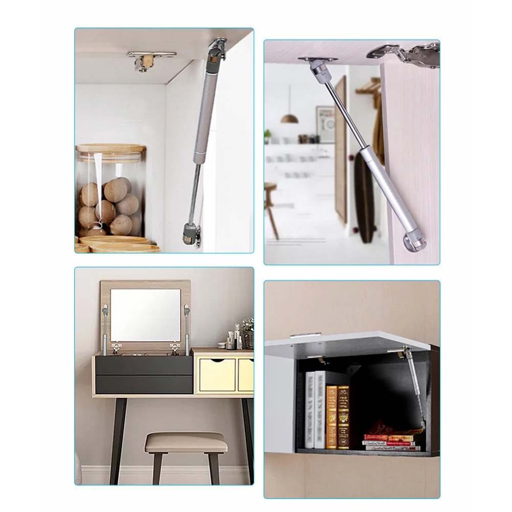 2pc 80N/100N Pneumatic Support Furniture Hinge Cabinet Door Hinge Silent Hydraulic Lift Support Stay Soft Close Open Cabient Hardware