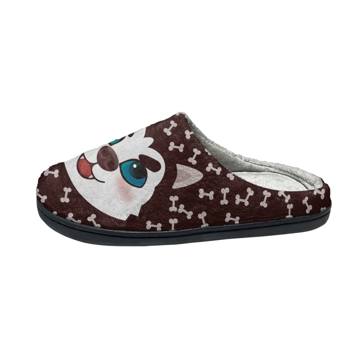 Cartoon Dog Design Women Home Slippers Indoor Flats Couple Cotton Slipper Autumn Winter Warm Cozy Men's Footwear Print On Design