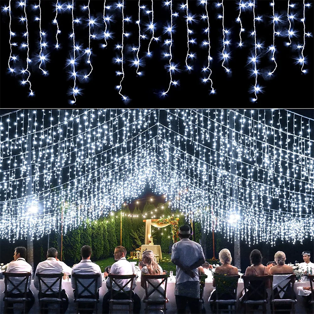 thumbnail image 1 of 5M 16.4ft Droop 0.4m 0.5m 0.6m LED String Lights Curtain Icicle Garland for Christmas Holiday Wedding Party Outdoor Decoration, 1 of 5