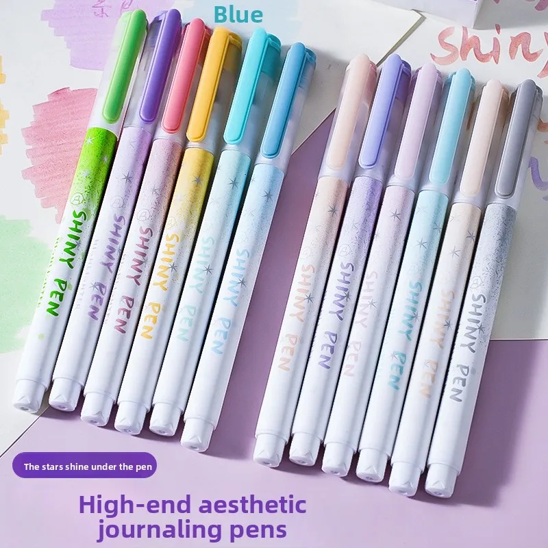 Vibrant Glitter Fluorescent Marker Set