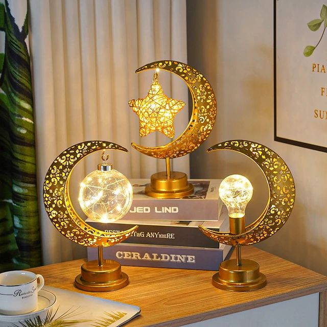 Gold Ramadan Mond Led Lampe Dekoration für Home Metall Ramadan