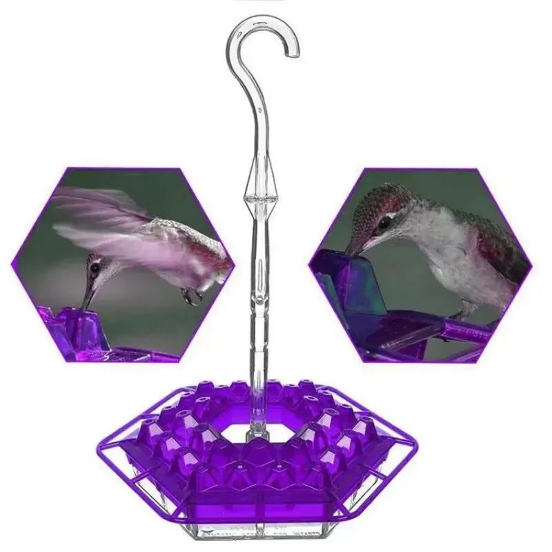 Hexagonal Hummingbird Water Feeder Garden Decoration Lawn Bird Seed Outdoor Hanging Round Strap Hook Bird Feeder