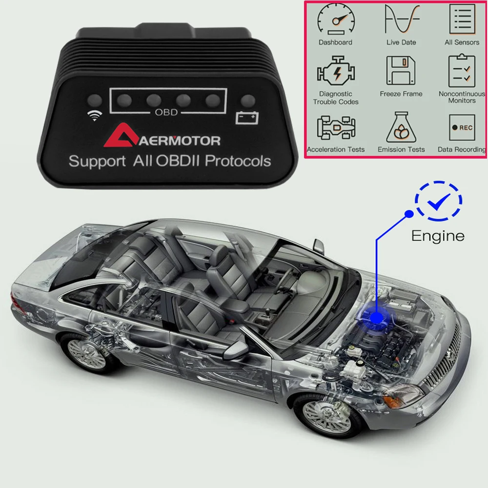Wi-Fi сканер для Brabus AMG VW Toyota Mitsubishi Volvo Audi BMW Ford Mazda KIA ELM327 OBD2 25K80 V1.5 считыватель кодов |