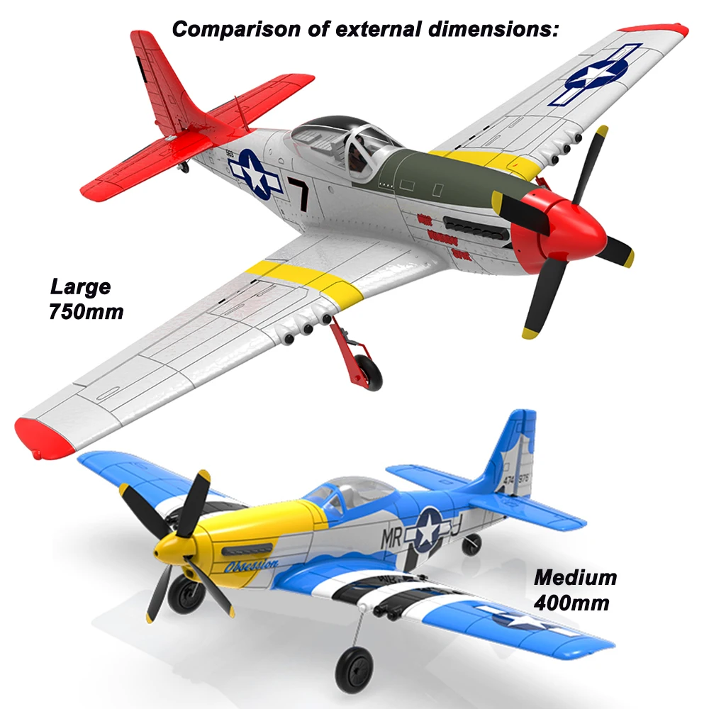 750MM  29.5" Large Remote Control Aircraft P51 P51D Mustang  4CH Aerobatic Fight Brushless RC Air Plane Glider For Adults Expert 6