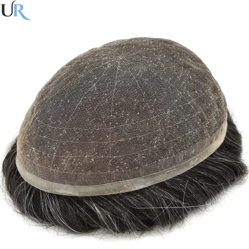 Human Hair Toupee For Men Full Lace Unit Breathable Male Capillary Prothesis