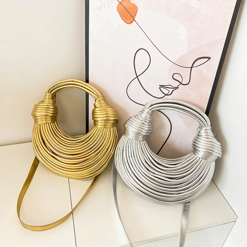 

2023 линейный Комплект сумок-клатчей золотые Роскошные хлеб с узлом высококачественные женские сумки-Хобо для пожилых женщин сумка и кошелек сумка через плечо