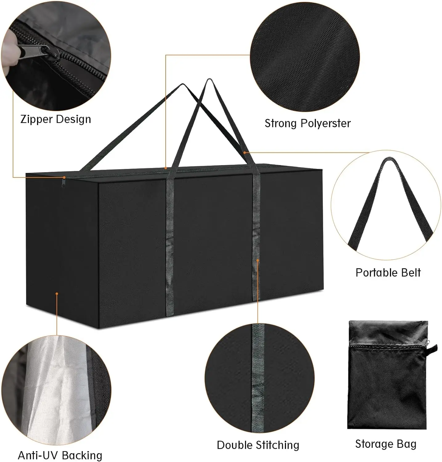 Garden Cushion Storage Bag Oxford Fabric Waterproof Anti-UV Heavy Duty Christmas Tree Luggage Clothes Organizer Storage Bags 3