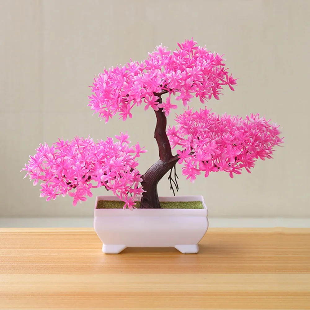 Artificial Plant Artificial Flower Home Decor Bonsai Tree Pot Plant Fake Flower Potted Ornament For Home Room Garden Decoration 6