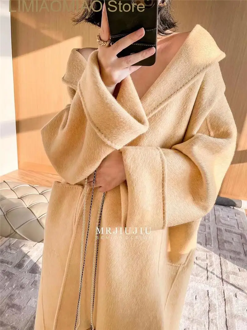 New ladies Luxury Real  Cashmere Wool Woolen trench coats  Ladies fashion natural woolen coats   Streetwear