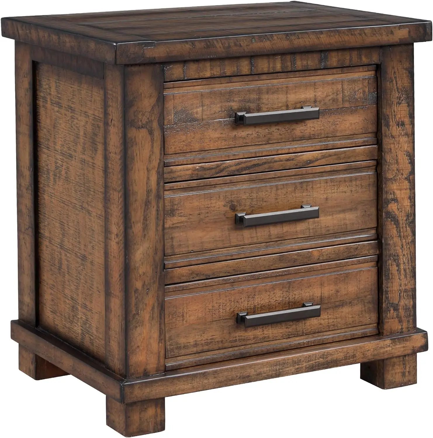 

Miscoos Rustic Farmhouse Nightstand with 3 Drawers-Reclaimed Solid Wood Bedside Table, Durable & Eco-Friendly Bedroom Furniture
