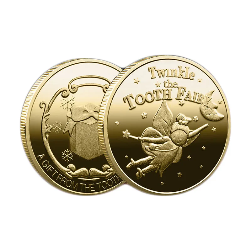 

1pcs Dental Commemorative Coin Tooth Fairy Gold Plated Metal Coins Kids Teeth Change Souvenir Christmas Dentistry Dentist Gifts