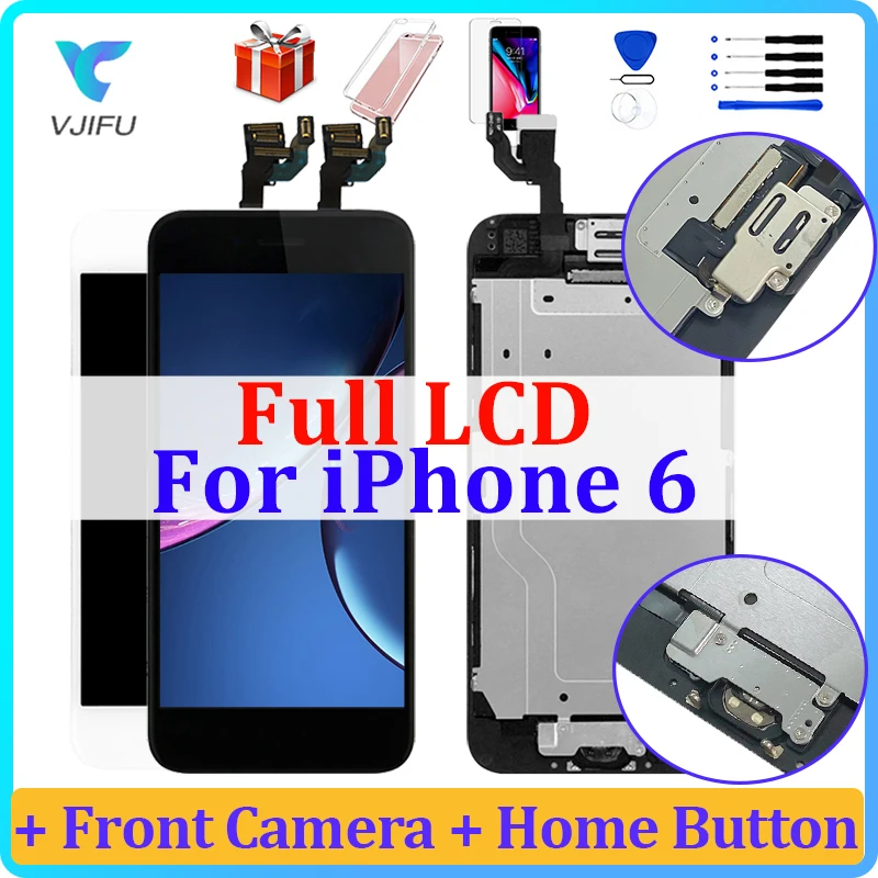 Schermo Completo Da 4.7 "Per Display Lcd Iphone 6 A1549 A1586 A1589 Touch Digitizer Assembly Con Fotocamera Frontale + Pulsante Home
