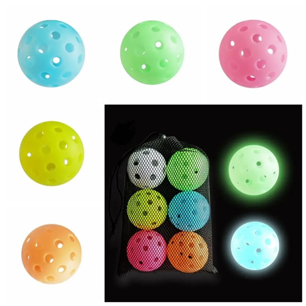 

6pcs/set Colorful Luminous Pickleball Ball 40 Holes High Visibility Light Up Pickleball Ball Offcial Size 74mm