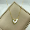 European and American Sexy White Peach Heart Pendant Stainless Steel Necklace Girl's Sexy Necklace Accessories For Womans Gift
