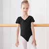 Girls Basic Ballet Leotard Cotton Dance Bodysuit Short Sleeve Gymnastic Leotards for Toddler Ballerina Outfits Kids Dance Wear 5