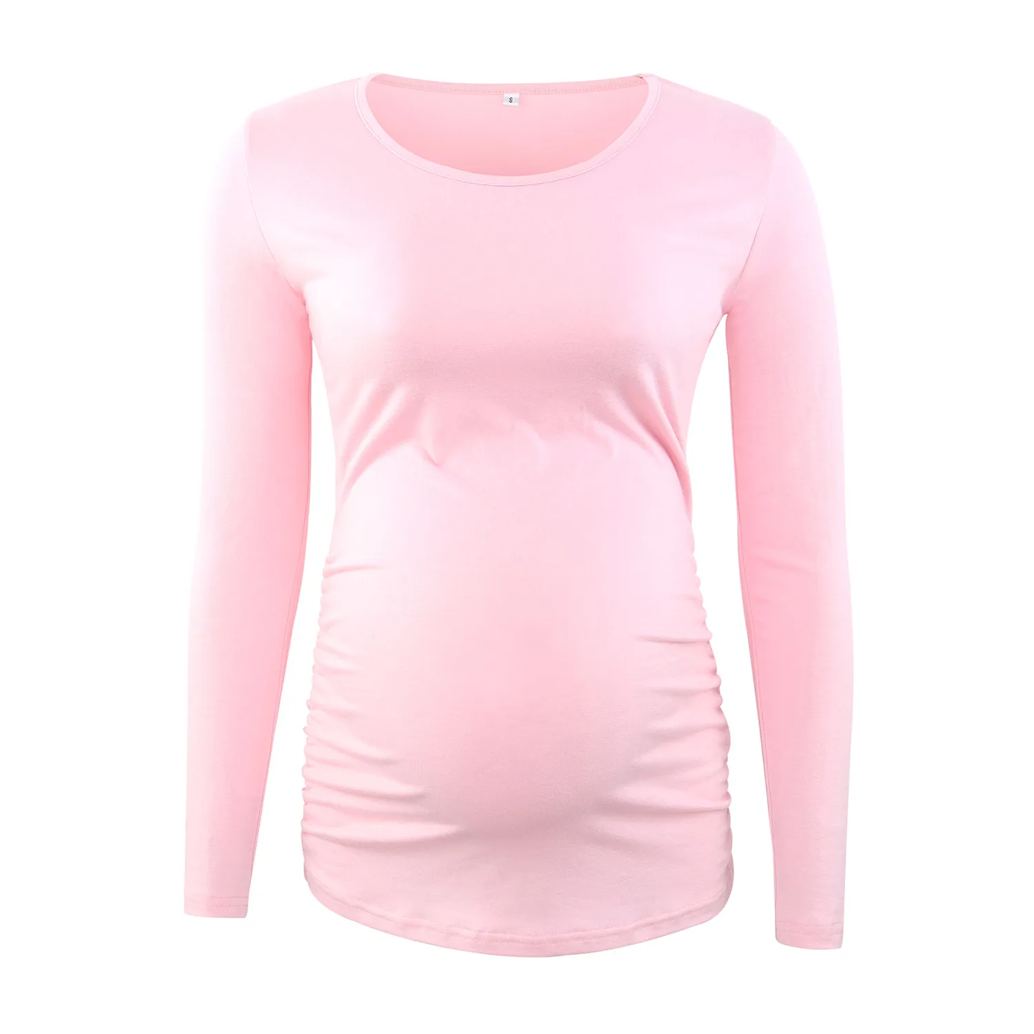 Pregnancy Women Long Sleeve Clothes Ladies Soft Comfotable Simple Solid Autumn Winter O-Neck Maternity Tee Shirts