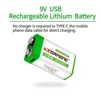 9V Rechargeable Battery 12800mAh 6F22 Micro USB 9v Li-ion Lithium Batteries for Multimeter Microphone Toy Remote Control KTV 4