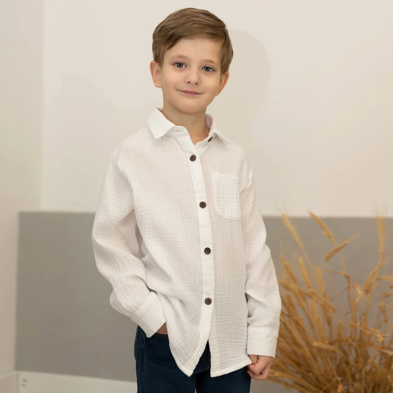 Children T Shirt Linen Cotton Boys Girls Summer T-Shirts Toddler Button Blouse