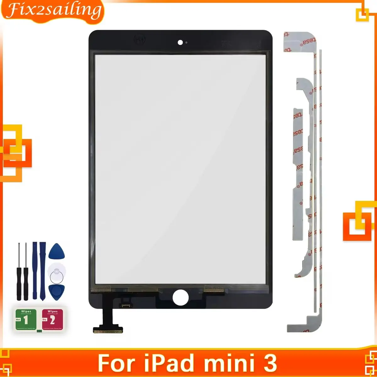 Kit Touchscreen SRJTEK Per IPad Mini 3 (A1599/A1600/A1601) – Nero, Con Strumenti E Vetro Temperato